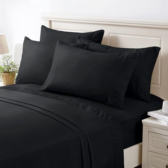 6 Pieces Microfiber Bed Sheet Set - 15 Inch Deep Pocket Sheets - Picture 3 of 9